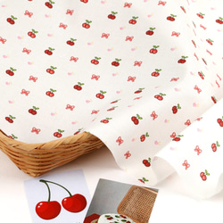 韓国製 果物柄 チェリー柄 リボンチェリー 生地 コットン100％シーチング Cherry Series 10枚目の画像