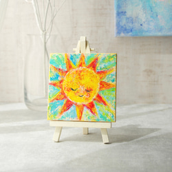 【原画】抽象画　家族を照らす太陽 　10cm角　キャンバス　送料無料 4枚目の画像