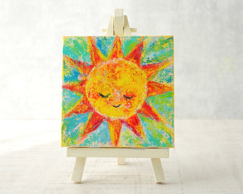 原画】抽象画 虹と雨 約273×220mm（F3サイズ）送料無料 絵画 La