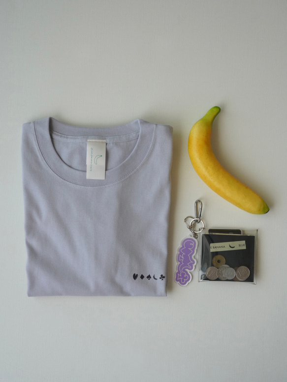 【パープル系】トランプモチーフ 紛れ込みバナナTシャツ 9枚目の画像