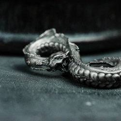 蛇/洪水ドラゴン925シルバーペンダントネックレス、毒蛇のネックレス、ゴシックパーソナライズされた蛇のペンダント手作りギ 2枚目の画像