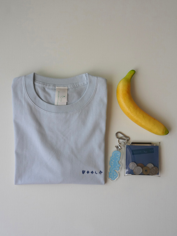【ブルー系】トランプモチーフ 紛れ込みバナナTシャツ 6枚目の画像