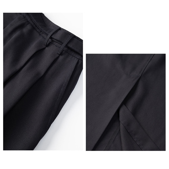 テンセルリネン混紡スカート　ゴムウエストスカート　通勤スカート　紺　S-XL #540 12枚目の画像