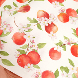 韓国製 果物柄 りんご柄 りんごとりんごの花 生地 コットン100％シーチング Apple Flower 13枚目の画像