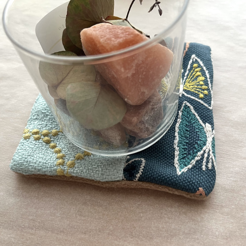 ミナペルホネン fabricコースター3枚set タンバリン repo スカイ