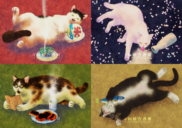 猫四態:2024／ジクレー版画 1枚目の画像