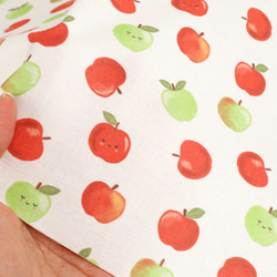 韓国製 果物柄 りんご柄 スマイルアップル 生地 コットン100％シーチング Smile Apple 10枚目の画像