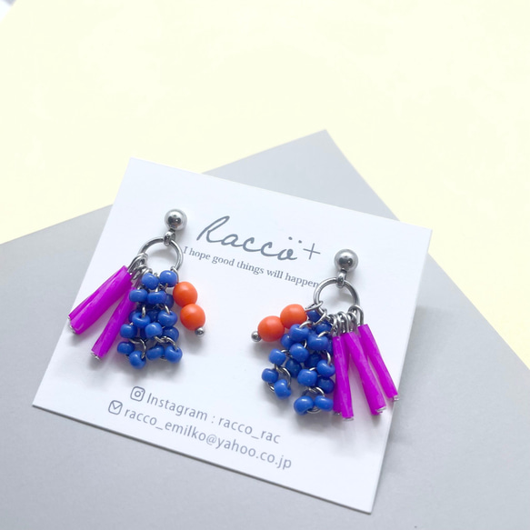 colorful pierce ② ステンレスピアス ノンホールピアス変更可 2枚目の画像