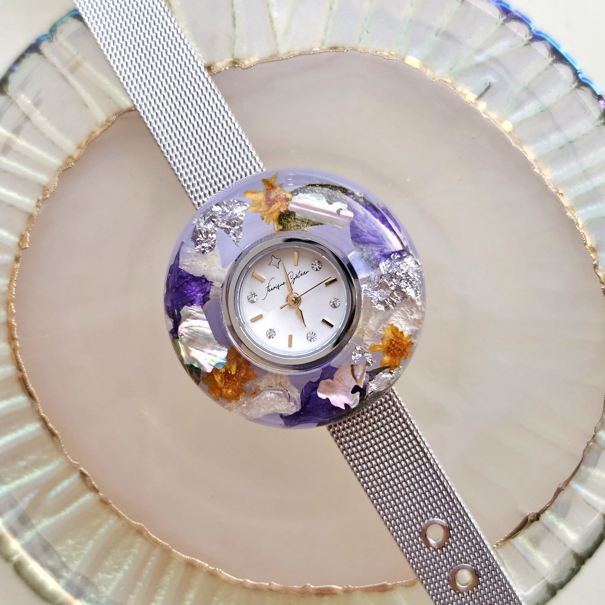 ニュアンスフラワーウォッチセット（パープル）