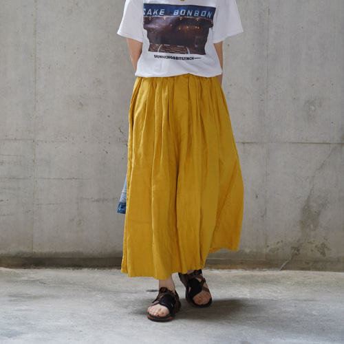 ANAYI ポリエステルストレッチ タックスカート 36 イエロー ANAYI ポリエステルストレッチ タックスカート 36 イエロー