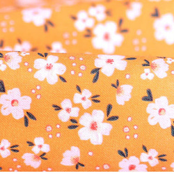 韓国製 花柄 オレンジチェリーブロッサム 桜 生地 コットン100％シーチング Orange CherryBlossom 6枚目の画像