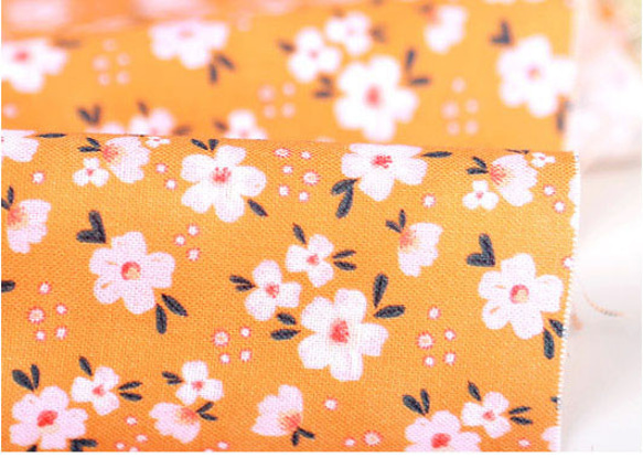 韓国製 花柄 オレンジチェリーブロッサム 桜 生地 コットン100％シーチング Orange CherryBlossom 6枚目の画像
