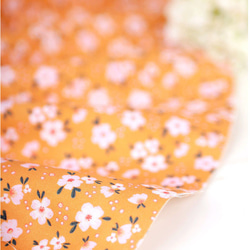 韓国製 花柄 オレンジチェリーブロッサム 桜 生地 コットン100％シーチング Orange CherryBlossom 8枚目の画像