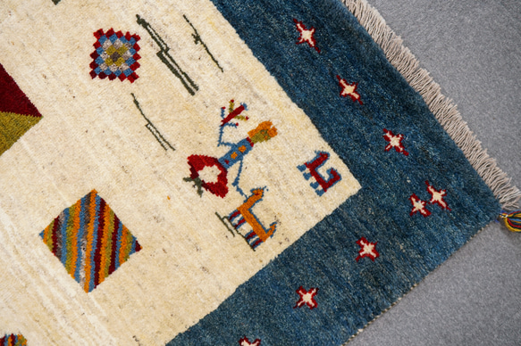 197×157cm【ペルシャ絨毯 手織りギャッベ】アマレ族ギャッベ ギャベ 9枚目の画像
