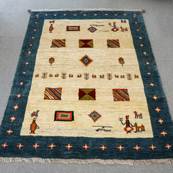 197×157cm【ペルシャ絨毯 手織りギャッベ】アマレ族ギャッベ ギャベ 1枚目の画像