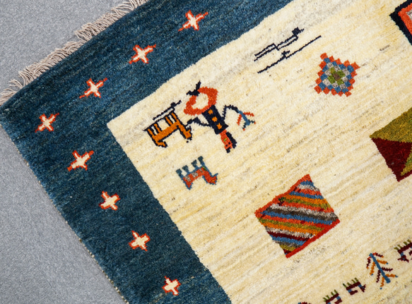 197×157cm【ペルシャ絨毯 手織りギャッベ】アマレ族ギャッベ ギャベ 8枚目の画像