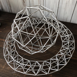 ヒンメリ「土星」モビール　野外使用可なアルミ製 宇宙 幾何学オブジェ　シルバー　クリスマスオーナメント 7枚目の画像