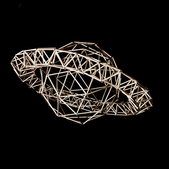 ヒンメリ「土星」モビール　野外使用可なアルミ製 宇宙 幾何学オブジェ　シルバー　クリスマスオーナメント 3枚目の画像