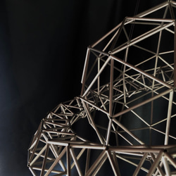 ヒンメリ「土星」モビール　野外使用可なアルミ製 宇宙 幾何学オブジェ　シルバー　クリスマスオーナメント 5枚目の画像