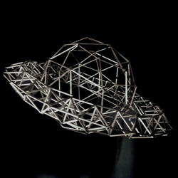 ヒンメリ「土星」モビール　野外使用可なアルミ製 宇宙 幾何学オブジェ　シルバー　クリスマスオーナメント 1枚目の画像