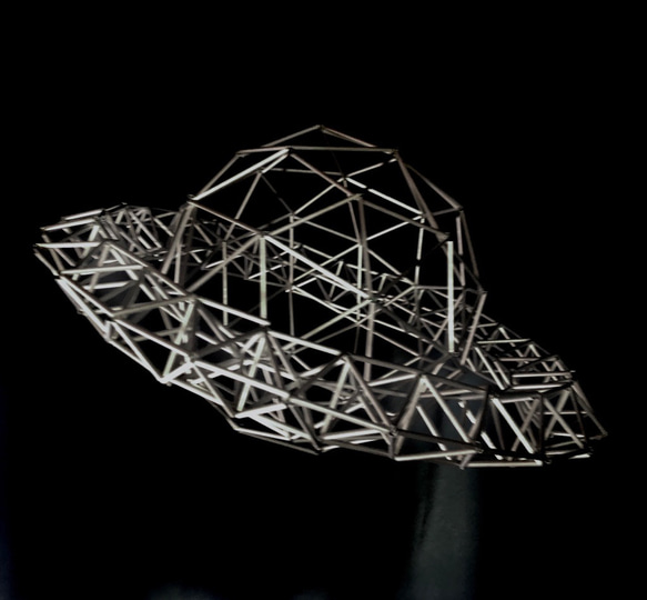 ヒンメリ✳︎シルバー✳︎スターダストメリーゴーランド✳︎大型モビール ヒンメリ「土星」モビール 野外使用可なアルミ製 宇宙 幾何学オブジェ