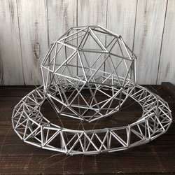 ヒンメリ「土星」モビール　野外使用可なアルミ製 宇宙 幾何学オブジェ　シルバー　クリスマスオーナメント 6枚目の画像