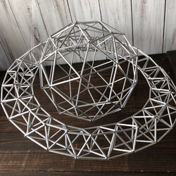 ヒンメリ「土星」モビール　野外使用可なアルミ製 宇宙 幾何学オブジェ　シルバー　クリスマスオーナメント 8枚目の画像