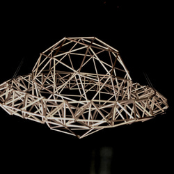 ヒンメリ「土星」モビール　野外使用可なアルミ製 宇宙 幾何学オブジェ　シルバー　クリスマスオーナメント 2枚目の画像