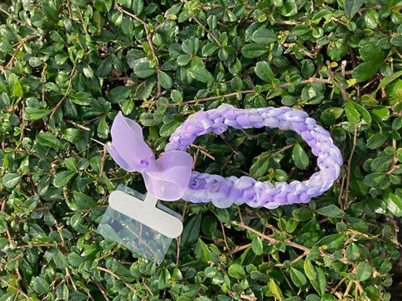 紫色  蝴蝶結 編織 手機繩 鎖匙扣 2Way【純綿 絲料】 第4張的照片