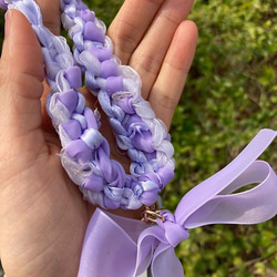 紫色  蝴蝶結 編織 手機繩 鎖匙扣 2Way【純綿 絲料】 第2張的照片
