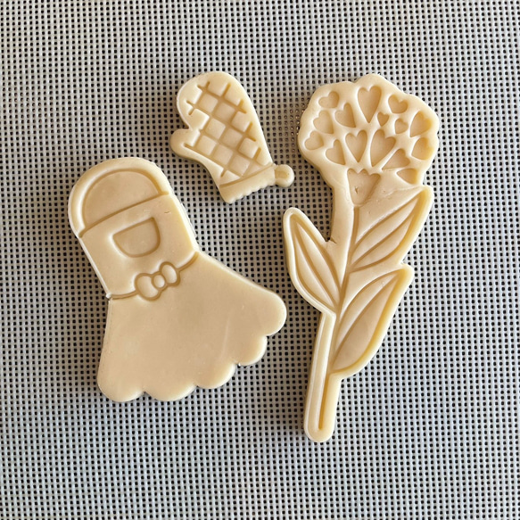 【母の日】エプロン+ミトンセット　クッキー型（スタンプ付き） 4枚目の画像