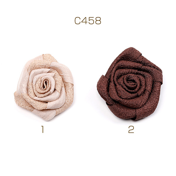 C458-1 6個 フラワーパーツ 花パーツ 貼り付けパーツ デコパーツ 縫い付け カメリア 4×6cm 3 x（2ヶ） 1枚目の画像
