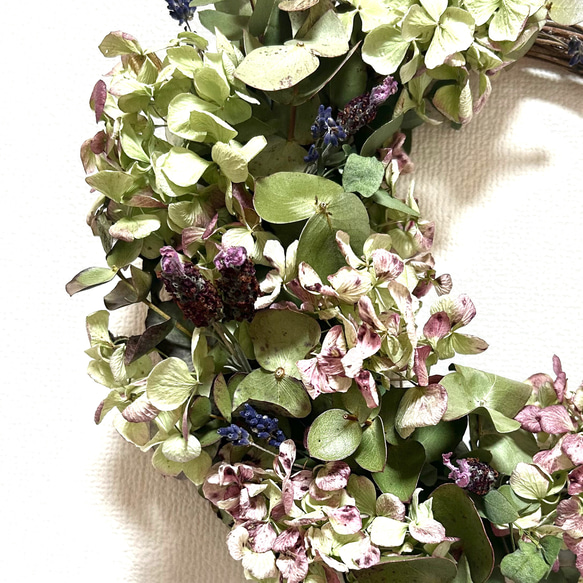 紫陽花のハーフリース　ドライフラワー 2枚目の画像