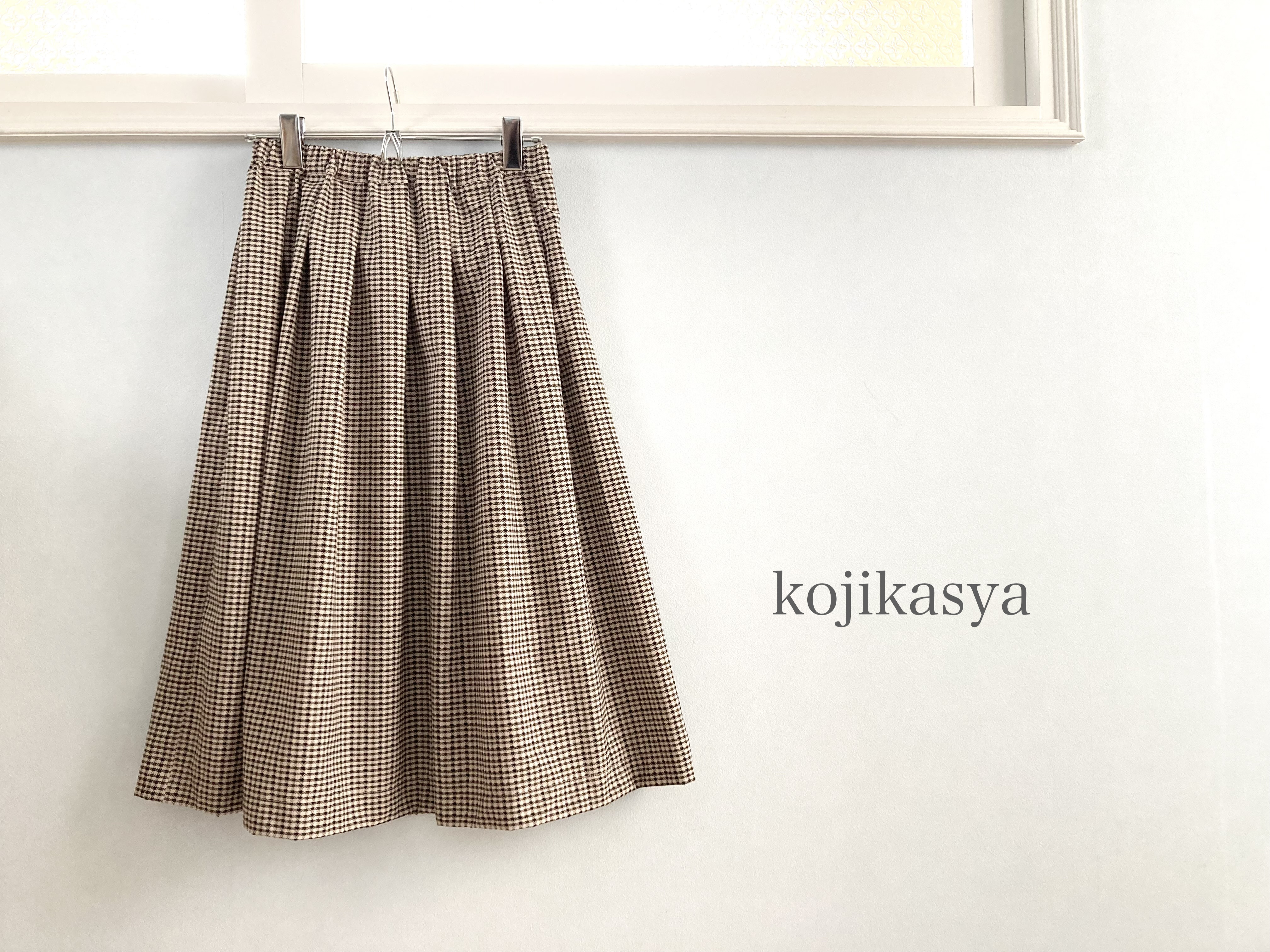 【受注製作】夏の千鳥チェックスカート 冷感 撥水 防シワ生地