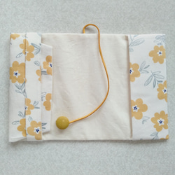 布のブックカバー(可愛い花カーキ） 4枚目の画像