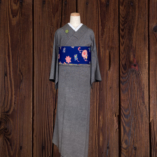 *着物反物*　紅型と絣　大人の兵児帯　半幅帯　長尺470cm　ハンドメイド 着物反物*2枚の紅型反物でお仕立て致しました大人の兵児帯