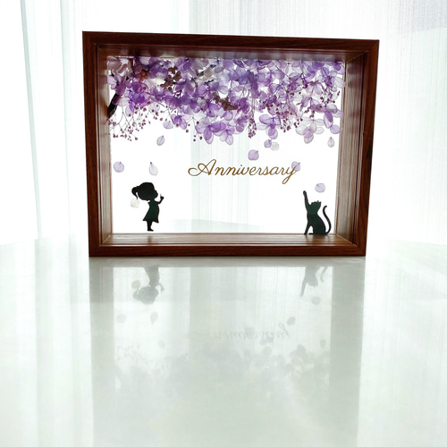 藤の花 フレームボックス フラワーアレンジ 選べる文字入れ 名入れ