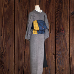 *和服布料* 由米澤八條和韓國春亞紡製成的成人平子腰帶，半寬。長445cm。 第4張的照片