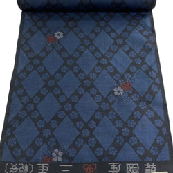 *和服布料* 由米澤八條和韓國春亞紡製成的成人平子腰帶，半寬。長445cm。 第12張的照片