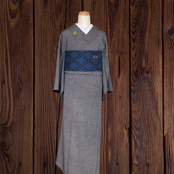 *和服布料* 由米澤八條和韓國春亞紡製成的成人平子腰帶，半寬。長445cm。 第8張的照片