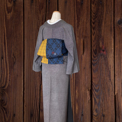 *和服布料* 由米澤八條和韓國春亞紡製成的成人平子腰帶，半寬。長445cm。 第5張的照片