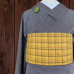 *和服布料* 由米澤八條和韓國春亞紡製成的成人平子腰帶，半寬。長445cm。 第9張的照片