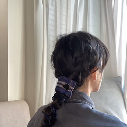 紫色 秋冬 格紋 真皮 頭飾 髮繩 第4張的照片