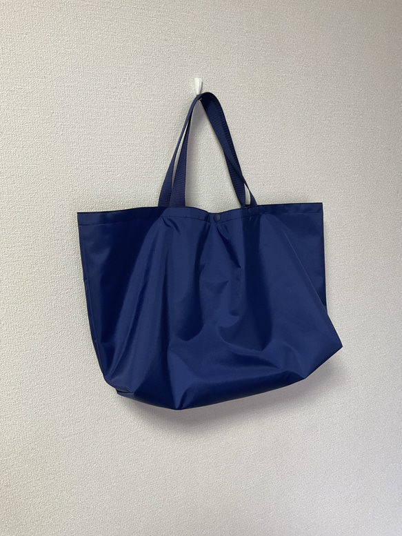 ショッピング トートバッグ 紺色 無地 ( 撥水 収納ケース エコバック