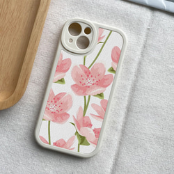 手機保護殼 兼容所有 iPhone15/14/13/12/11/10 型號 粉色花朵 全包防震手機殼 第6張的照片