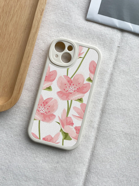 手機保護殼 兼容所有 iPhone15/14/13/12/11/10 型號 粉色花朵 全包防震手機殼 第6張的照片
