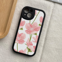 手機保護殼 兼容所有 iPhone15/14/13/12/11/10 型號 粉色花朵 全包防震手機殼 第8張的照片