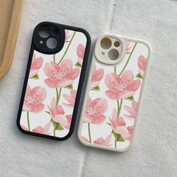 手機保護殼 兼容所有 iPhone15/14/13/12/11/10 型號 粉色花朵 全包防震手機殼 第1張的照片