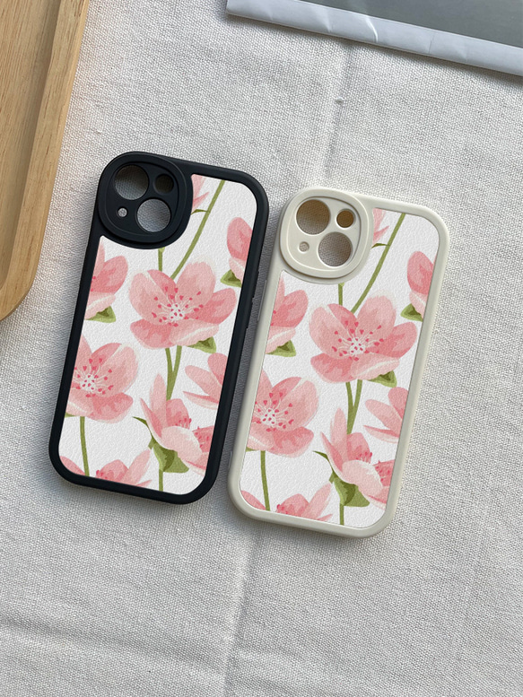 手機保護殼 兼容所有 iPhone15/14/13/12/11/10 型號 粉色花朵 全包防震手機殼 第1張的照片