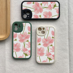 手機保護殼 兼容所有 iPhone15/14/13/12/11/10 型號 粉色花朵 全包防震手機殼 第2張的照片